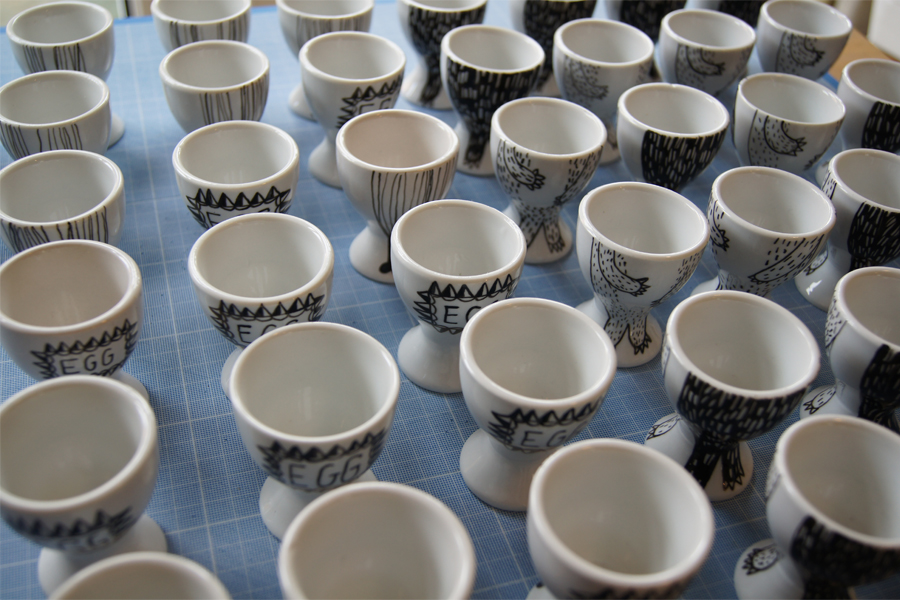 My egg cup drawing production line